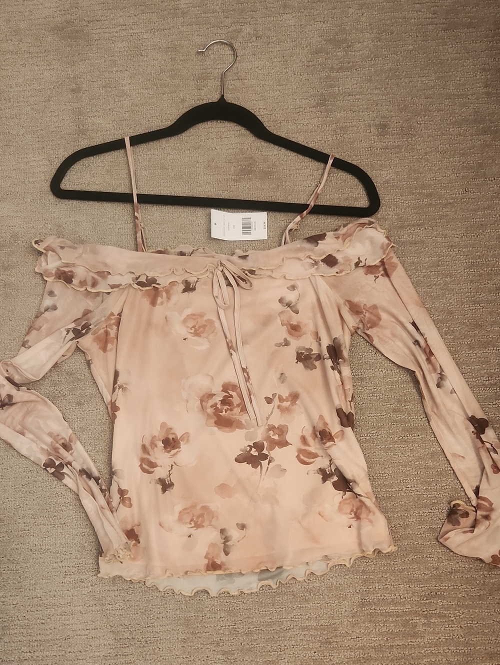 Floral Off-Shoulder Blouse in Blush